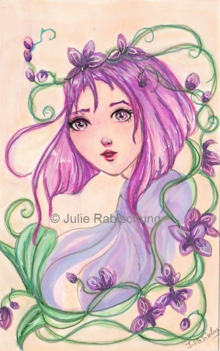 purple orchids doll by Julie Rabischung